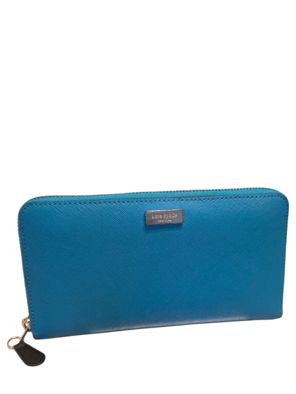 Kate Spade New York Turquoise Blue Leather Zip Around Continental Large Wallet